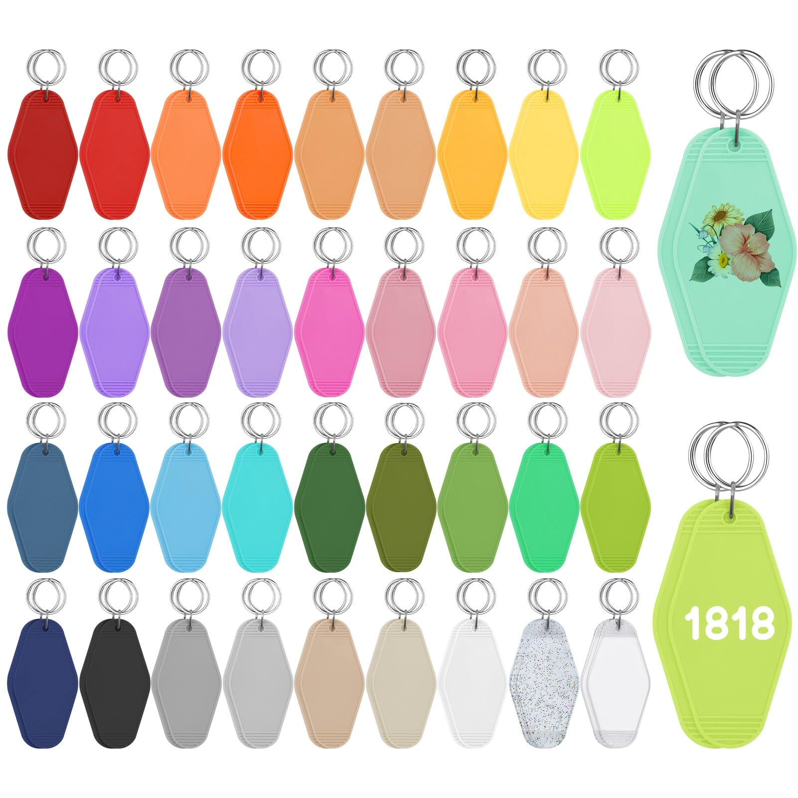 Amazon.co.jp: 76個 モーテル キーチェーン 38 マルチカラー ブランク